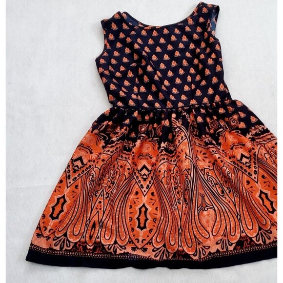 Ultra Pink Size M Black and Orange Floral Boho Side Zip Dress - Picture 4 of 14